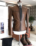 Men Jacket - Original Lamb Leather Coat Jacket For Men - Camel