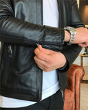 Men Jacket - Original Lamb Leather Coat Jacket For Men - Black