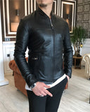 Men Jacket - Original Lamb Leather Coat Jacket For Men - Black