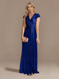 Evening Dress - Blue V-Neck Sequin Evening Dresses | Women Party, Prom & Cocktail Dress