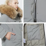 Women Winter Jacket - Long Cotton Parka with Fake Fur Trim Women's Coat