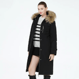 Women Winter Jacket - Long Cotton Parka with Fake Fur Trim Women's Coat