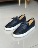 Men Shoe - Italian Style Inner Outer Natural Leather Men's Shoes - Navy