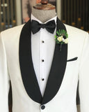 Men Suit - Italian Cut Slim Fit Shawl Collar | Jacket + Trousers Groom Suit Set - White