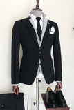 Men Blazer Jacket - Italian Style Mono Collar Wool Bag Pocket Jacket - Black