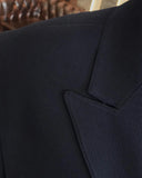 Men Blazer Jackets - Italian Style Men Slim Fit Dovetail Collar Cotton Blended Double-Breasted Men's Jacket - Navy Blue