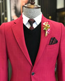 Men Blazer Jackets - Italian Style Men Slim Fit Mono Collars Cotton Blended Men's Jacket - Pink