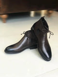 Men Ankle Boots - Italian Style Inner Outer Natural Leather Winter Men's Boot - Brown