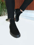 Men Ankle Boots - Italian Style Inner Outer Natural Leather Winter Men's Boot - Black