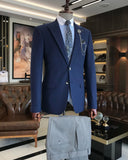 Men Blazer Jackets - Italian Style Men Slim Fit Dobby Men's Jacket - Navy Blue