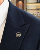 Men Blazer Jackets - Italian Style Men Slim Fit Dobby Men's Jacket - Navy Blue
