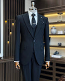 Men Suit - Italian Style Slim Fit Men's Jacket + Vest + Trousers Suit Set - Black