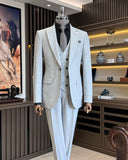 Men Suit - Italian Style Slim Fit Men's Jacket + Vest + Trousers Suit Set - Gray