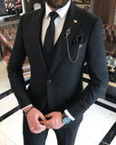 Men Suits - Italian Slim Fit Men Suit - Jacket + Vest + Trousers Groom Suit Set - Black