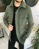 Men Jacket - Italian Style Slim Fit Safari Jacket - Green