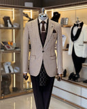 Blazer Jackets - Italian Style Slim Houndstooth Pattern Men's Jacket - Brown