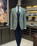 Blazer Jackets - Italian Style Slim Houndstooth Pattern Men's Jacket - Green