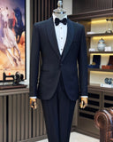 Men Tuxedo Suit - Italian Cut Slim Fit Shawl Collar Jacket + Vest + Trousers Groom Suit Set - Black