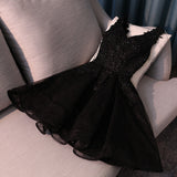 Elegant Black Cocktail Dresses - 2021 Tulle Appliques Sleeveless Beading Graduation Gowns, Sequin Short Prom Dress
