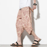 Summer Cotton Gents Pants - Men's Casual Hip Hop Trousers, Cross Bloomers, Calf-Length Pants