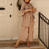Two-piece Muslim Abaya Sets Dress - Women's Caftan Islamic Clothing For Women
