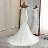 Wedding Dress for Women - Sexy Wedding Dress, Appliques Flower Robe, Elegant Bride Lace Dress, Beautiful  Mermaid Bridal Gown