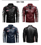 Men Jacket - Vintage Motorcycle Jacket, Biker Leather Jacket, Winter Fleece Pu Overcoat