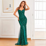 Evening/Prom Dress - Green Sequin Evening/Prom Dress, Sleeveless Long Prom Dress