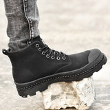 Men Boots - Men Leather Ankle Military Boots