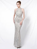 Elegant Off Shoulder Sequin Evening Dress - 2021 New White Bodycon Maxi Dress For Women Party