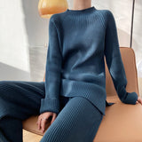 Women Cardigan - Soft Cashmere Knitted Women Sweater Sets, Autumn Winter Casual Two Pieces Sweater & Pants