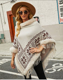 Poncho Garment - Vintage Oversized Poncho, Women Fashion, Winter Sweater  With Fur Collar