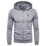 New Autumn Winter Cotton Hoodied Men's Sweatshirts with a Thick Solid Hoody Fleece and Zipper.