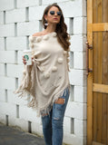 Ponchos - Hairball Bohemian Cloak, Oversized Sweater Poncho For Women Winter Clothing