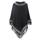 Poncho - Winter Oversize Poncho, Women Fashion Boho Fringe with Fur Collar