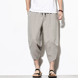 Summer Cotton Gents Pants - Men's Casual Hip Hop Trousers, Cross Bloomers, Calf-Length Pants