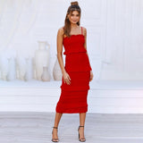 Women Dress - Summer Fashion Sling Long Dress - Women 2020 Casual Party Dress-  Female Ruffles Vestidos