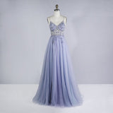 Prom Dress - Beaded Crystal Long See Through Spaghetti Strap Evening Prom/Evening Dress