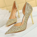 Women Pump & Heel Shoes - Gold & Sliver Woman Pumps Sequin Cloth Wedding Shoes