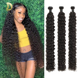 Water wave, Human hair bundles, Curly deep Brazilian weave hair bundles, Long hair extension bundles Remy extensions