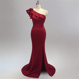 Women One shoulder Style Dress, Sexy Backless Evening Dress Prom Side Slit, Open Mermaid  Party Dress