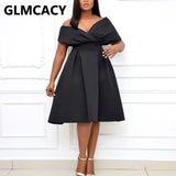 Women Solid Elegant Evening Party Dress - Formal Classy Party Gowns Dress