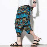 Summer Cotton Harem Gents Pants - Men's Casual Hip Hop Trousers, Cross Bloomers, Calf-Length Pants