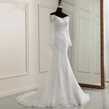 Wedding Gowns - Elegant Long Sleeve Applique Mermaid Wedding Dress for Women, Marriage Bride Dress