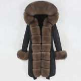 Varucci X-long Parka Waterproof, Outerwear Real Fur Winter Coat Jacket - Women Natural Fox Fur Hood, Luxury Outerwear Detachable