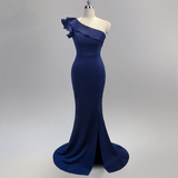 Women One shoulder Style Dress, Sexy Backless Evening Dress Prom Side Slit, Open Mermaid  Party Dress