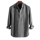 Varucci 2021 New Cotton Long Sleeve -  Men's Spring, and Autumn Striped Slim Fit Shirts. Stand Collar Male Shirt.