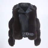 Women Real Fur Coat Vest, Winter Jacket for ladies. Natural Fox Fur, Genuine Leather, Outerwear Detachable Streetwear Fashion