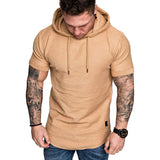 Brand New Men's Hoodies - Short Sleeve Sweatshirts for Men with Solid Color