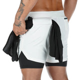 Men Sports Wear - Men 2-in-1 Running Shorts For Gym, Fitness & Bodybuilding Training, Fast Dry After Wash